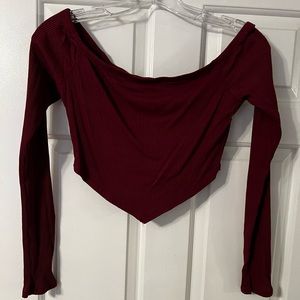 ⚡️Burgundy Crop Top with long sleeves